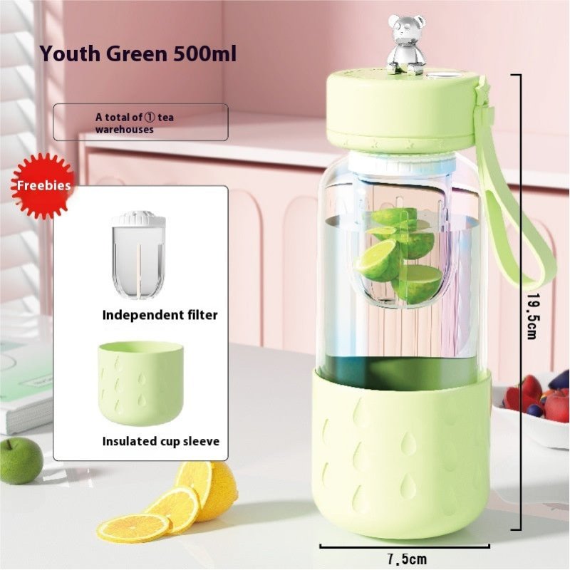 Tea Water Separation Magnetic Glass Water Cup Sealed Without Leakage Glass Tea Water Cup Infuser Tumbler Drinkware Water Bottle With Tea Filter $25.27 Dana Fashion Color: Youth Green Capacity: 500ml Dana's Kitchen Overview: Leather sleeve anti-scalding: T