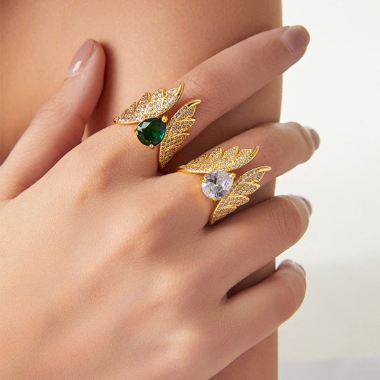 Temperament Elegant Copper Inlaid Zircon Ring $29.00 Dana Fashion Color: A867 Gold Lvzuan Ring Women's Accessories Product information: Type: Ring Treatment Process: Electroplating Color: A867-gold white diamond ring, A867-gold lvzuan ring Applicable peop