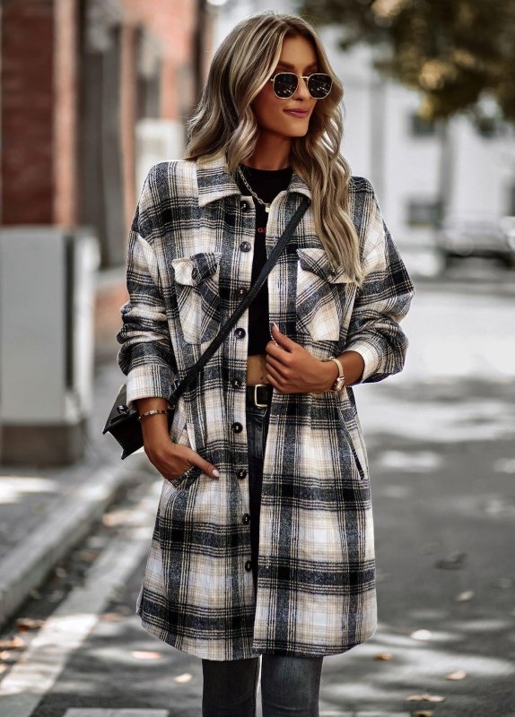Temperament Leisure Long Plaid Tup Cardigan Coat $82.54 Dana Fashion Color: Black Size: L Women's clothing معلومات المنتج: النمط: منقوش السُمك : رقيق اسم القماش: صوفي اللون: وردي، أزرق، أخضر، أسود نوع الأكمام: كم عادي المقاس: S، M، L، XL الإصدار: ملائم لل