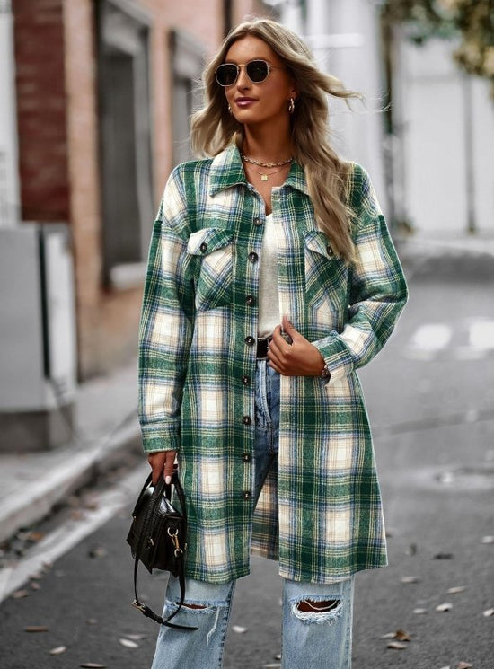 Temperament Leisure Long Plaid Tup Cardigan Coat $82.54 Dana Fashion Color: Green Size: L Women's clothing معلومات المنتج: النمط: منقوش السُمك : رقيق اسم القماش: صوفي اللون: وردي، أزرق، أخضر، أسود نوع الأكمام: كم عادي المقاس: S، M، L، XL الإصدار: ملائم لل