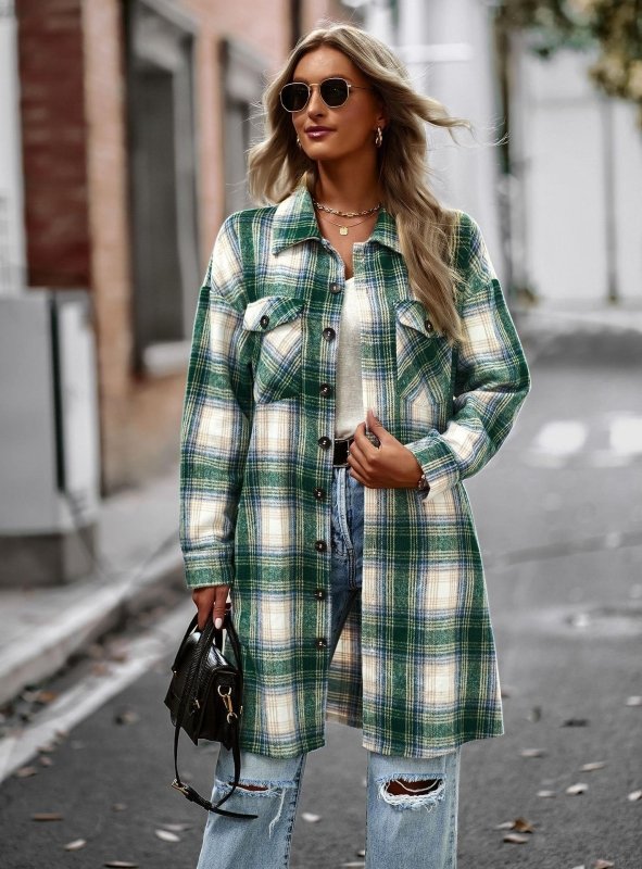 Temperament Leisure Long Plaid Tup Cardigan Coat $82.54 Dana Fashion Color: Green Size: L Women's clothing معلومات المنتج: النمط: منقوش السُمك : رقيق اسم القماش: صوفي اللون: وردي، أزرق، أخضر، أسود نوع الأكمام: كم عادي المقاس: S، M، L، XL الإصدار: ملائم لل