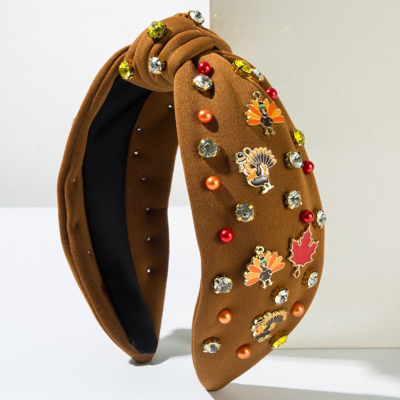 Thanksgiving Fashion Headband Inlaid Rhinestone Alloy Maple Leaf Turkey $40.50 Dana Fashion Color: Coffee Turkey Women's Accessories Product information: Color: orange, yellow Maple Leaf, red maple leaf, coffee Turkey, coffee Maple Leaf Applicable people:
