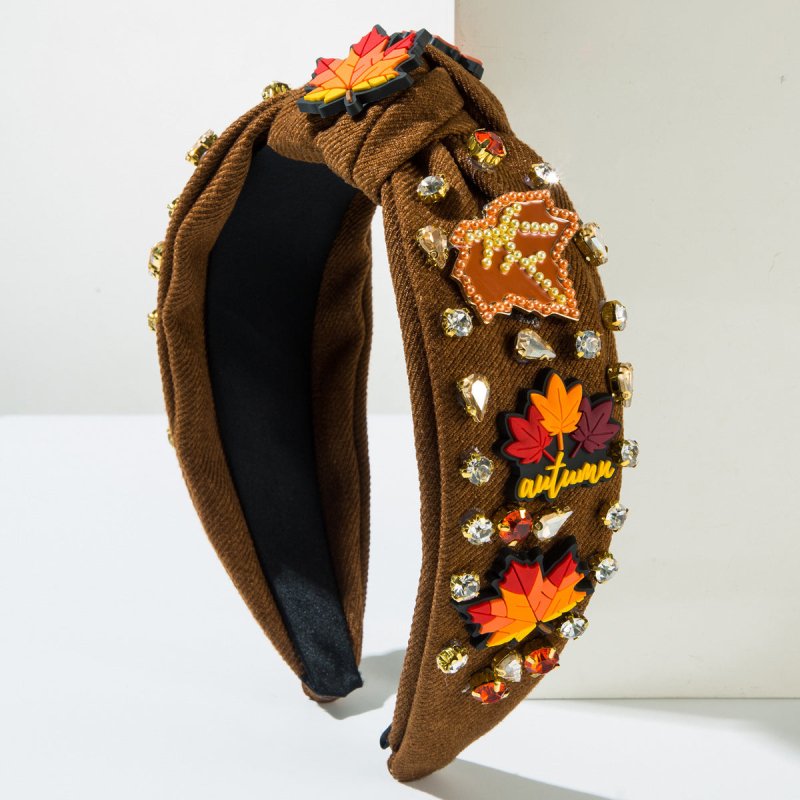 Thanksgiving Fashion Headband Inlaid Rhinestone Alloy Maple Leaf Turkey $40.50 Dana Fashion Color: Coffee Maple Leaf Women's Accessories Product information: Color: orange, yellow Maple Leaf, red maple leaf, coffee Turkey, coffee Maple Leaf Applicable peo