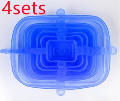 The 6-piece set of multi-functional silicone lid can be stretched to seal the fruit and vegetable lid $36.69 Dana Fashion Color: Blue rectangle style: 24pc Dana's Kitchen Color: transparent opp bag package, pink opp bag package, blue opp bag package, box