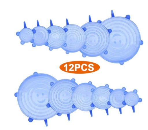 The 6-piece set of multi-functional silicone lid can be stretched to seal the fruit and vegetable lid $16.60 Dana Fashion Color: Blue style: 12pcs Dana's Kitchen Color: transparent opp bag package, pink opp bag package, blue opp bag package, box package (