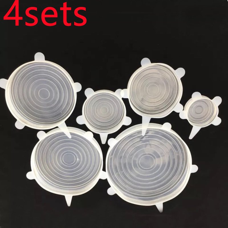The 6-piece set of multi-functional silicone lid can be stretched to seal the fruit and vegetable lid $30.65 Dana Fashion Color: Transparent style: 24pc Bundle Dana's Kitchen Color: transparent opp bag package, pink opp bag package, blue opp bag package,