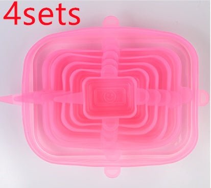 The 6-piece set of multi-functional silicone lid can be stretched to seal the fruit and vegetable lid $36.69 Dana Fashion Color: Pink rectangle style: 24pc Dana's Kitchen Color: transparent opp bag package, pink opp bag package, blue opp bag package, box
