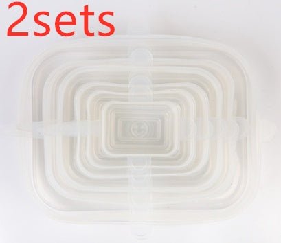 The 6-piece set of multi-functional silicone lid can be stretched to seal the fruit and vegetable lid $20.21 Dana Fashion Color: White rectangle style: 12pcs Dana's Kitchen Color: transparent opp bag package, pink opp bag package, blue opp bag package, bo