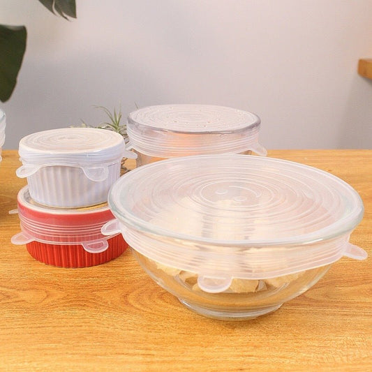 The 6-piece set of multi-functional silicone lid can be stretched to seal the fruit and vegetable lid $20.21 Dana Fashion Color: Blue rectangle style: 12pcs Dana's Kitchen Color: transparent opp bag package, pink opp bag package, blue opp bag package, box