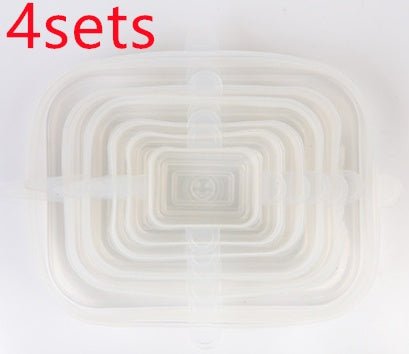 The 6-piece set of multi-functional silicone lid can be stretched to seal the fruit and vegetable lid $36.69 Dana Fashion Color: White rectangle style: 24pc Dana's Kitchen Color: transparent opp bag package, pink opp bag package, blue opp bag package, box