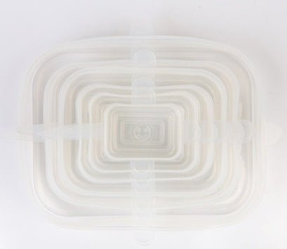 The 6-piece set of multi-functional silicone lid can be stretched to seal the fruit and vegetable lid $11.97 Dana Fashion Color: White rectangle style: 6pc Dana's Kitchen Color: transparent opp bag package, pink opp bag package, blue opp bag package, box