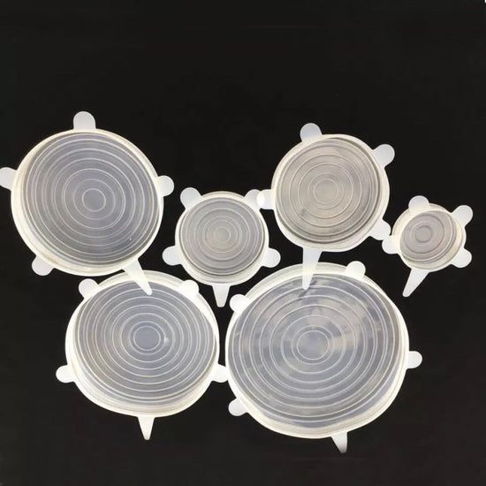 The 6-piece set of multi-functional silicone lid can be stretched to seal the fruit and vegetable lid $14.16 Dana Fashion Color: Transparent style: 6pc Bundle Dana's Kitchen Color: transparent opp bag package, pink opp bag package, blue opp bag package, b