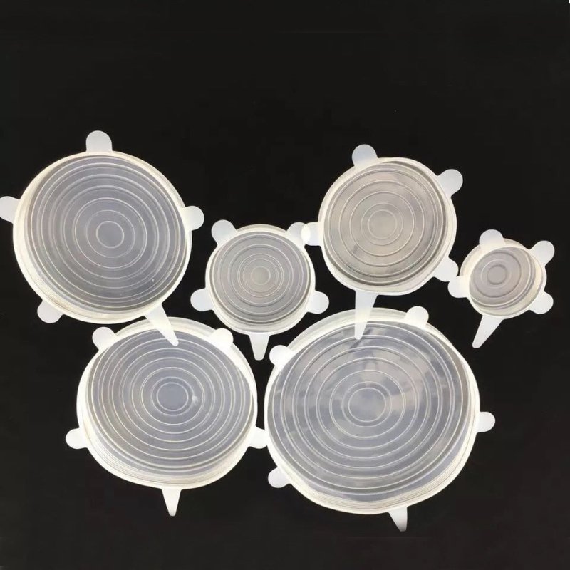The 6-piece set of multi-functional silicone lid can be stretched to seal the fruit and vegetable lid $14.16 Dana Fashion Color: Transparent style: 6pc Bundle Dana's Kitchen Color: transparent opp bag package, pink opp bag package, blue opp bag package, b