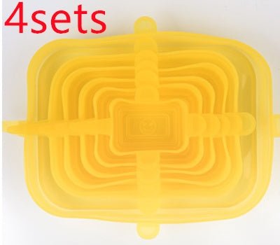 The 6-piece set of multi-functional silicone lid can be stretched to seal the fruit and vegetable lid $36.69 Dana Fashion Color: Yellow rectangle style: 24pc Dana's Kitchen Color: transparent opp bag package, pink opp bag package, blue opp bag package, bo