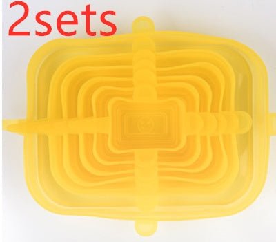 The 6-piece set of multi-functional silicone lid can be stretched to seal the fruit and vegetable lid $20.21 Dana Fashion Color: Yellow rectangle style: 12pcs Dana's Kitchen Color: transparent opp bag package, pink opp bag package, blue opp bag package, b