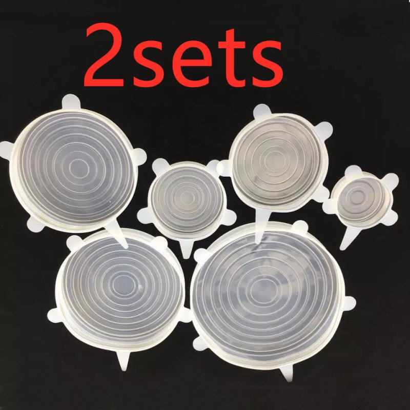 The 6-piece set of multi-functional silicone lid can be stretched to seal the fruit and vegetable lid $17.27 Dana Fashion Color: Transparent style: 12pcs Dana's Kitchen Color: transparent opp bag package, pink opp bag package, blue opp bag package, box pa