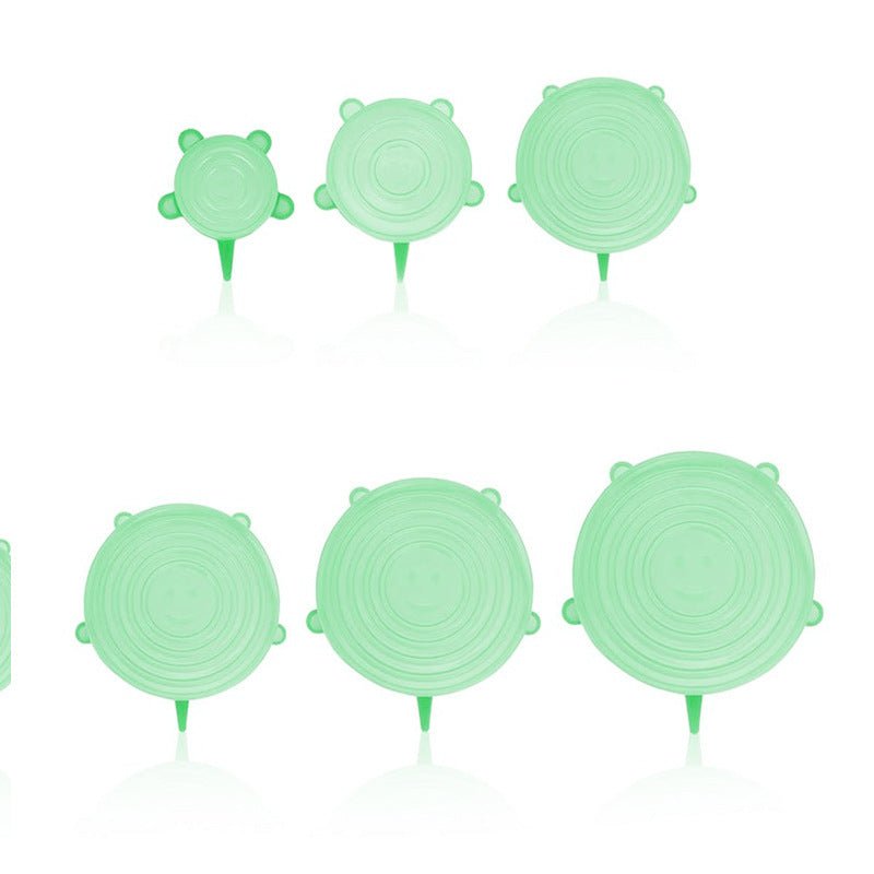 The 6-piece set of multi-functional silicone lid can be stretched to seal the fruit and vegetable lid $12.18 Dana Fashion Color: Green1 style: 6pc Bundle Dana's Kitchen Color: transparent opp bag package, pink opp bag package, blue opp bag package, box pa