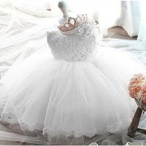 The new baby Bow Dress Dress Age 0-2 years old baby full moon child gauze skirt $26.99 Dana Fashion Color: White Size: L Baby Clothing 1