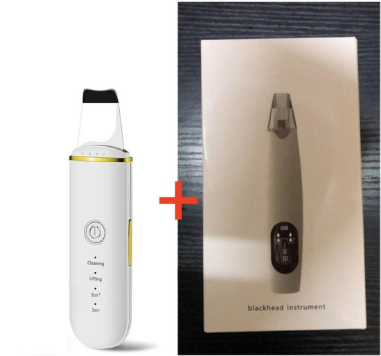 The New Ultrasonic Facial Cleanser Peeling Machine Removes Facial Blackheads $34.00 Dana Fashion Color: White B set Beauty Tools Product information: Net weight: 75g, 135g with packaging Size: 169*42*13.5mm Packing size: 205*75*40mm Charging power supply: