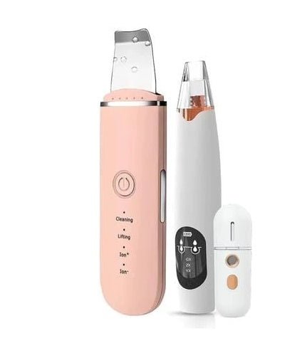The New Ultrasonic Facial Cleanser Peeling Machine Removes Facial Blackheads $35.00 Dana Fashion Color: Pink 3pieces set Beauty Tools Product information: Net weight: 75g, 135g with packaging Size: 169*42*13.5mm Packing size: 205*75*40mm Charging power su