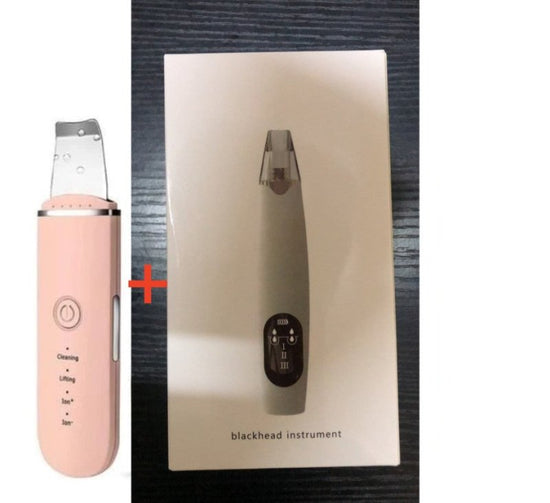 The New Ultrasonic Facial Cleanser Peeling Machine Removes Facial Blackheads $33.00 Dana Fashion Color: Pink B set Beauty Tools Product information: Net weight: 75g, 135g with packaging Size: 169*42*13.5mm Packing size: 205*75*40mm Charging power supply: