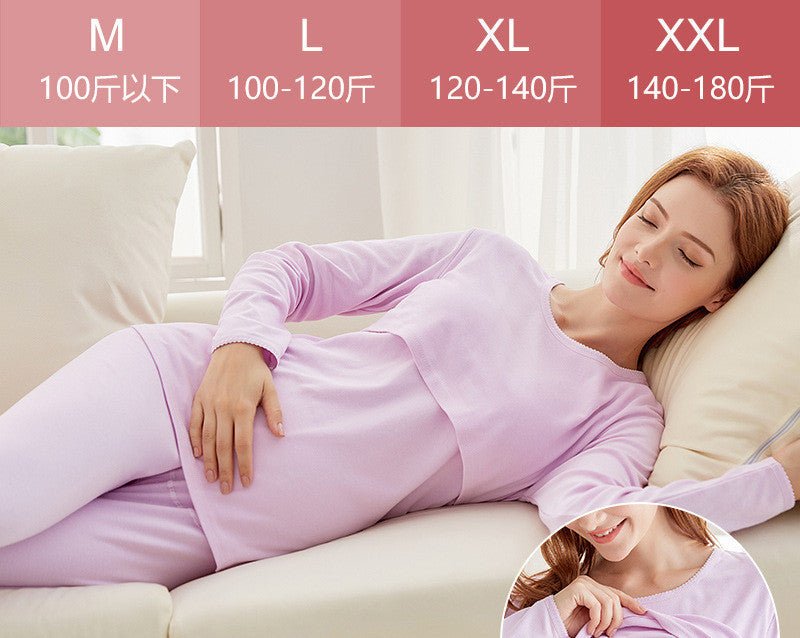 Thermal Underwear $32.62 Dana Fashion Color: Violet Size: 3XL Baby & Mother Product category: confinement clothing/nursing clothing Style: Korean version Seasons: spring, autumn, summer Thickness: ordinary Design: cartoon Collar: round collar Sleeve lengt