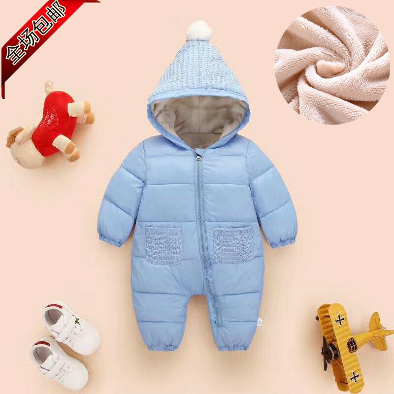 Thick Warm Flannel Soft Lined Solid Baby Romper $47.29 Dana Fashion Color: Sky Blue Size: 100cm Baby Clothing Product information: Fabric name: nylon Suitable age group: newborn (0~1 years old, 80cm and below) Sleeve Length: Long Sleeve Style: wild Color: