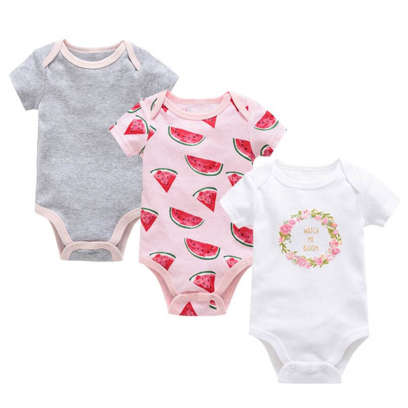 Three-piece baby clothes $25.50 Dana Fashion Color: Watermelon Size: 0 3M Baby Clothing Applicable gender: neutral/male and female sleeve length: short sleeve For the season: Summer Thickness: General Fabric name: Cotton Main fabric composition: cotton Ma