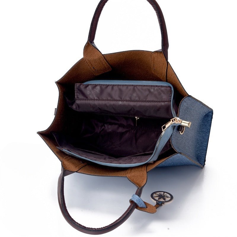 Three-piece Handbag Shoulder Crossbody $54.36 Dana Fashion Color: Black Women's Bags Product information: Lining texture: Polyester Applicable scenario: Daily configuration Color: yellow, black, dark blue, denim blue, gray Outer bag type: Sandwich pocket