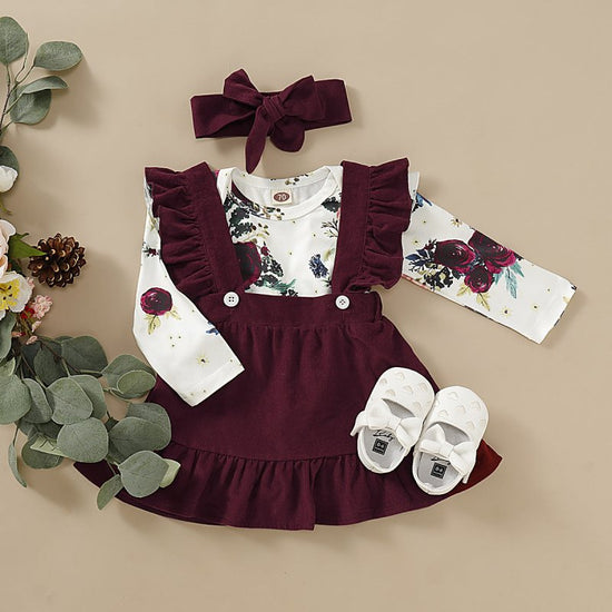 Three-piece set of baby and toddler flower print straps $22.80 Dana Fashion Color: Red Size: 100cm Baby Clothing Product information: Fabric composition: polyester fiber (polyester) Main fabric ingredient content: 95 (%) Security level: Class B Skirt cate