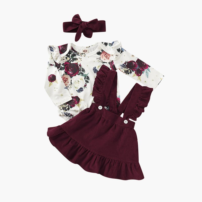 Three-piece set of baby and toddler flower print straps $22.80 Dana Fashion Color: Red Size: 100cm Baby Clothing Product information: Fabric composition: polyester fiber (polyester) Main fabric ingredient content: 95 (%) Security level: Class B Skirt cate