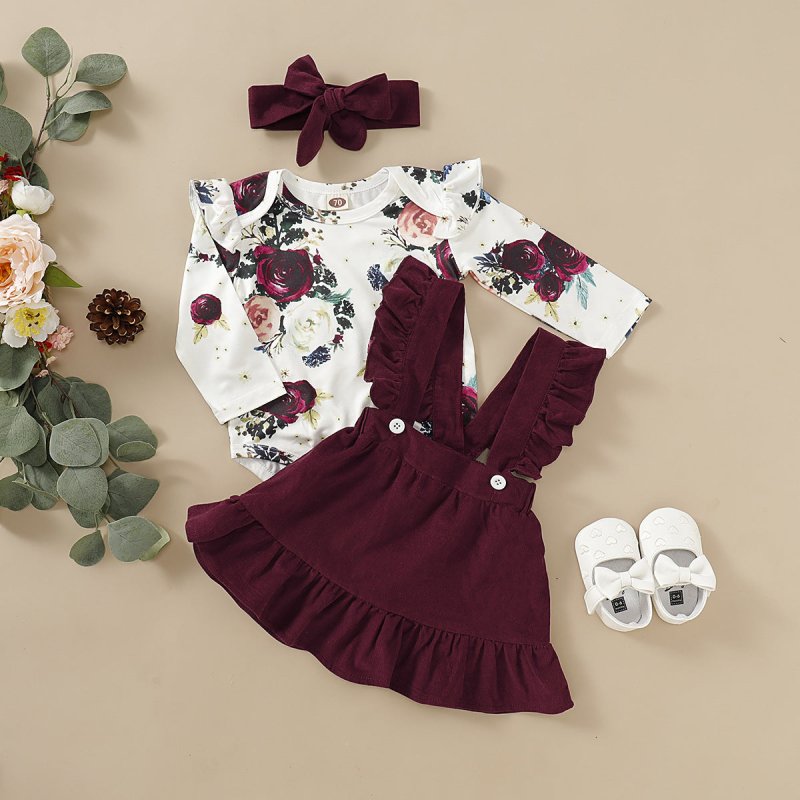 Three-piece set of baby and toddler flower print straps $22.80 Dana Fashion Color: Red Size: 100cm Baby Clothing Product information: Fabric composition: polyester fiber (polyester) Main fabric ingredient content: 95 (%) Security level: Class B Skirt cate