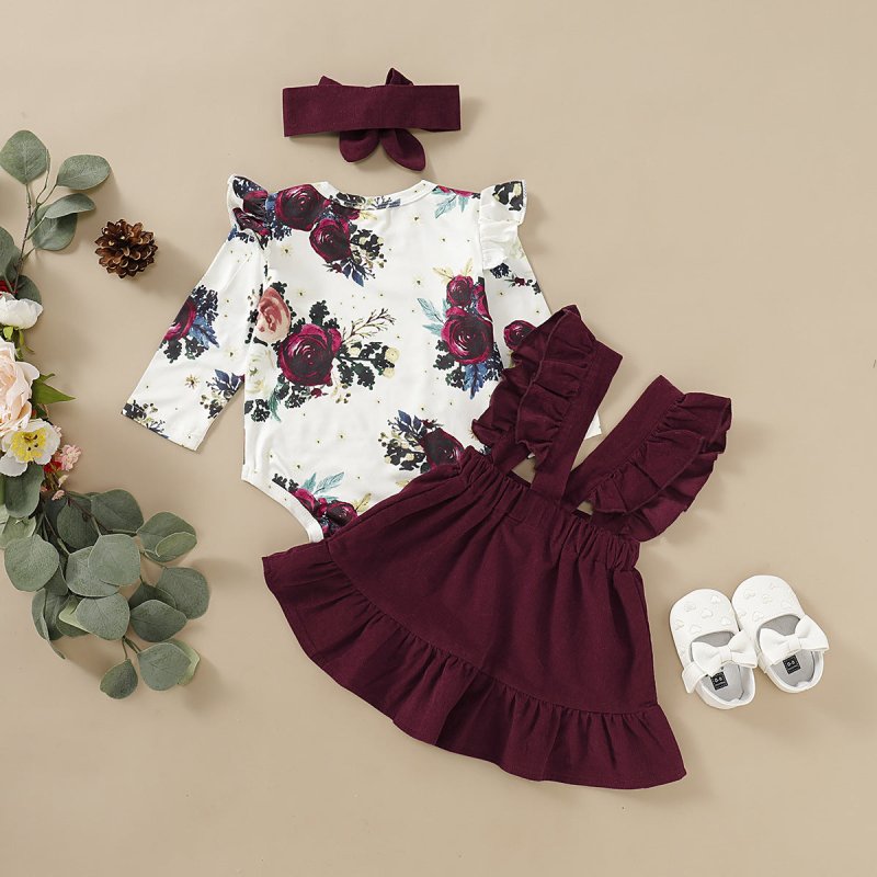 Three-piece set of baby and toddler flower print straps $22.80 Dana Fashion Color: Red Size: 100cm Baby Clothing Product information: Fabric composition: polyester fiber (polyester) Main fabric ingredient content: 95 (%) Security level: Class B Skirt cate