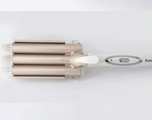 three rod hair curling iron $37.99 Dana Fashion default: default Beauty Tools Feature: 3 barrel hair curling iron, easy to operate, can help you to create loose, large and beautiful "S" waves. PTC heating element, 30s rapid heating. Adopting tourmaline ce