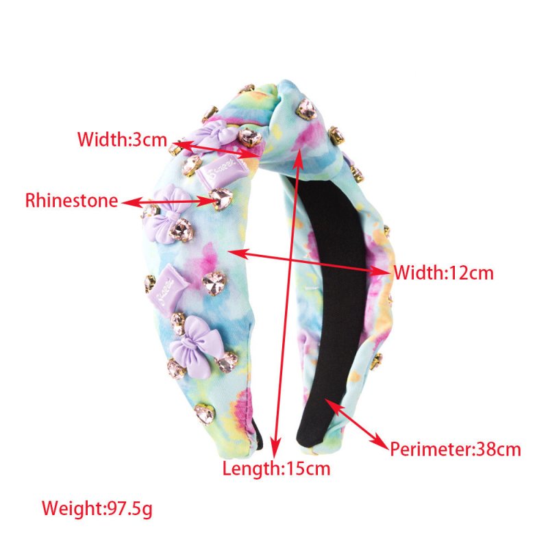 Tie-dyed Fabric Diamond Headband Flower Bow Tie $49.90 Dana Fashion Color: Blue Flower Women's Accessories Product information: Treatment Process: Diamond Color: pink floral, blue flower, pink bow, purple bow Applicable people: women Shape: hair band Popu