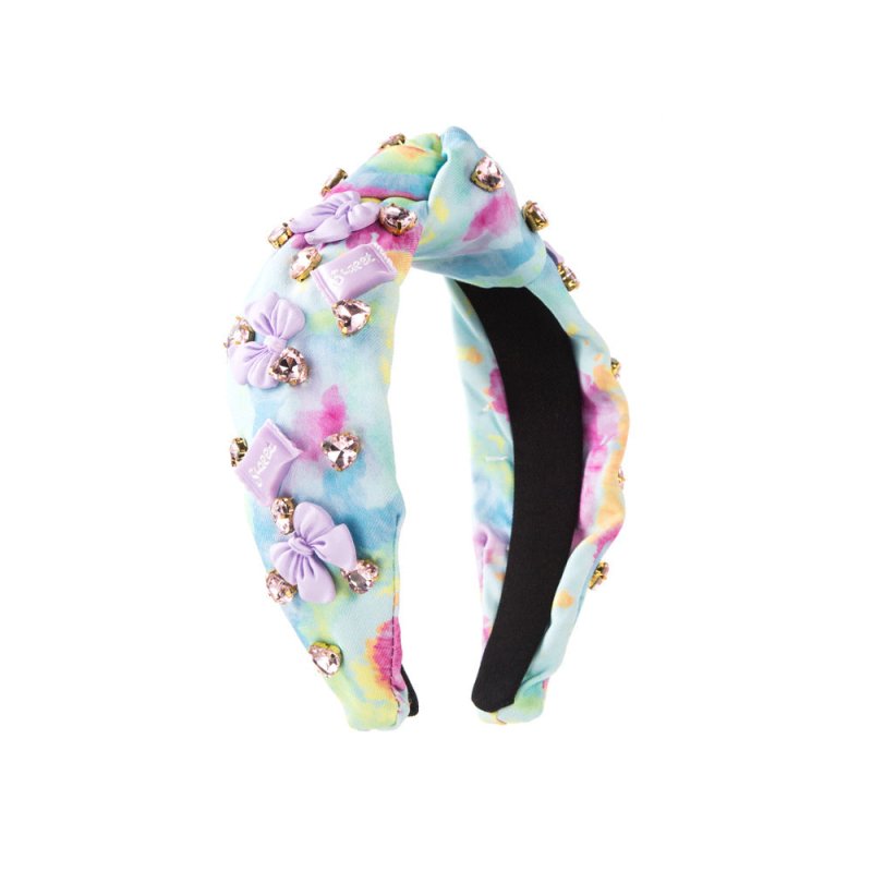 Tie-dyed Fabric Diamond Headband Flower Bow Tie $49.90 Dana Fashion Color: Blue Flower Women's Accessories Product information: Treatment Process: Diamond Color: pink floral, blue flower, pink bow, purple bow Applicable people: women Shape: hair band Popu