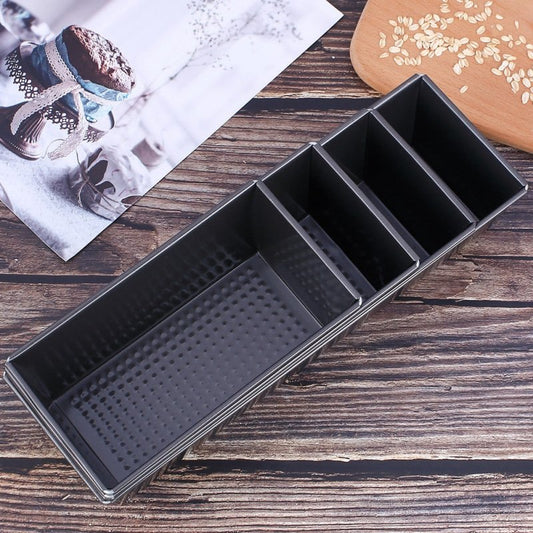 Toast box mould cake mould $10.79 Dana Fashion Color: Black Size: L Dana's Kitchen Characteristics: Ideal size for toasters and counter ovens. Superior quality, durable and long-lasting. Non-stick coating for easy release. Washable in the dishwasher. Spec