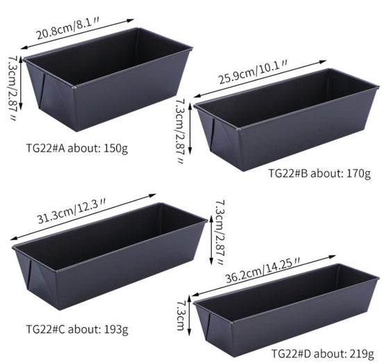 Toast box mould cake mould $10.79 Dana Fashion Color: Black Size: L Dana's Kitchen Characteristics: Ideal size for toasters and counter ovens. Superior quality, durable and long-lasting. Non-stick coating for easy release. Washable in the dishwasher. Spec