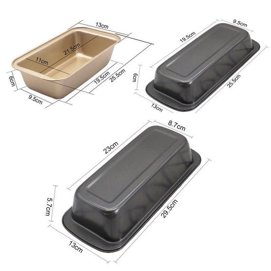 Toast Bread Mold Baking Household Rectangular Toast Box $17.10 Dana Fashion Color: Black 25cm Dana's Kitchen Using high quality carbon steel material Food grade non-stick coating Black trumpet 25 * 13 * 6cm Black Large 29.5 * 13 * 6cm Golden trumpet 25 *