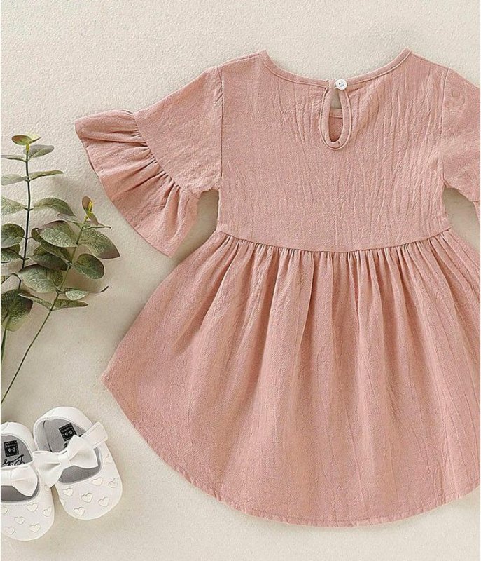 Toddler Kids Baby Girls Flare Short Sleeve Cotton Solid $40.97 Dana Fashion Color: Brown Size: 12M Baby Clothing Product information： Fashion design, 100% Brand New, high quality! Materia1:Cotton Blend Pattern Type:Cartoon Collar:0- neck Sleeve length: Sh