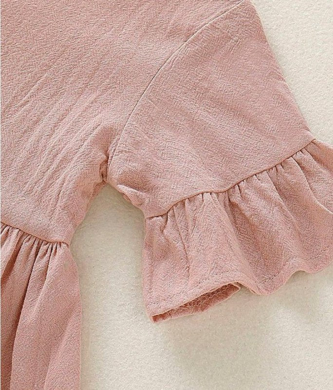 Toddler Kids Baby Girls Flare Short Sleeve Cotton Solid $40.97 Dana Fashion Color: Brown Size: 12M Baby Clothing Product information： Fashion design, 100% Brand New, high quality! Materia1:Cotton Blend Pattern Type:Cartoon Collar:0- neck Sleeve length: Sh
