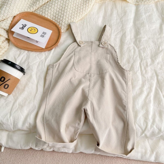 Toddler Simple Plaid Corduroy Bib Pants $37.98 Dana Fashion Color: Off white Size: 66cm Baby Clothing Product information : Thickness: General Main fabric composition: cotton Main fabric content: 95 (%) Closure style: double breasted Style: Korean Style: