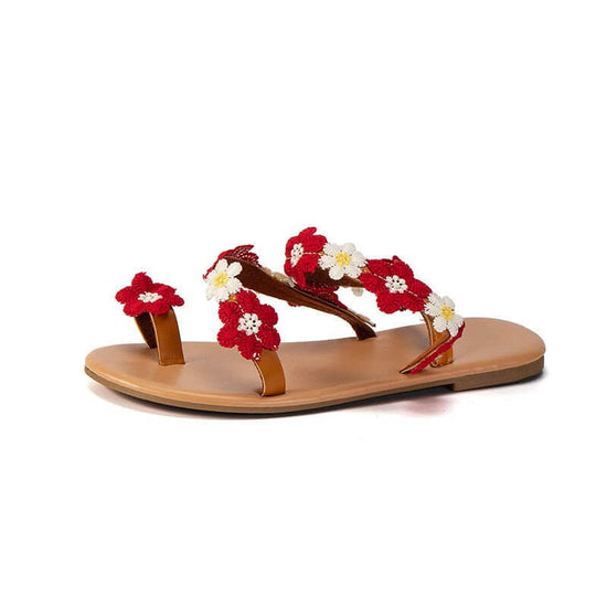 Toe Ring Sandals Flat Flower Flat Women $25.90 Dana Fashion Color: Red Size: 36 Women's shoes Product information: Color: red, blue Upper height: low top Size: 36, 37, 38, 39, 40, 41, 42, 43 Sole craft: viscose shoes Popular elements: Flowers Toe holder s