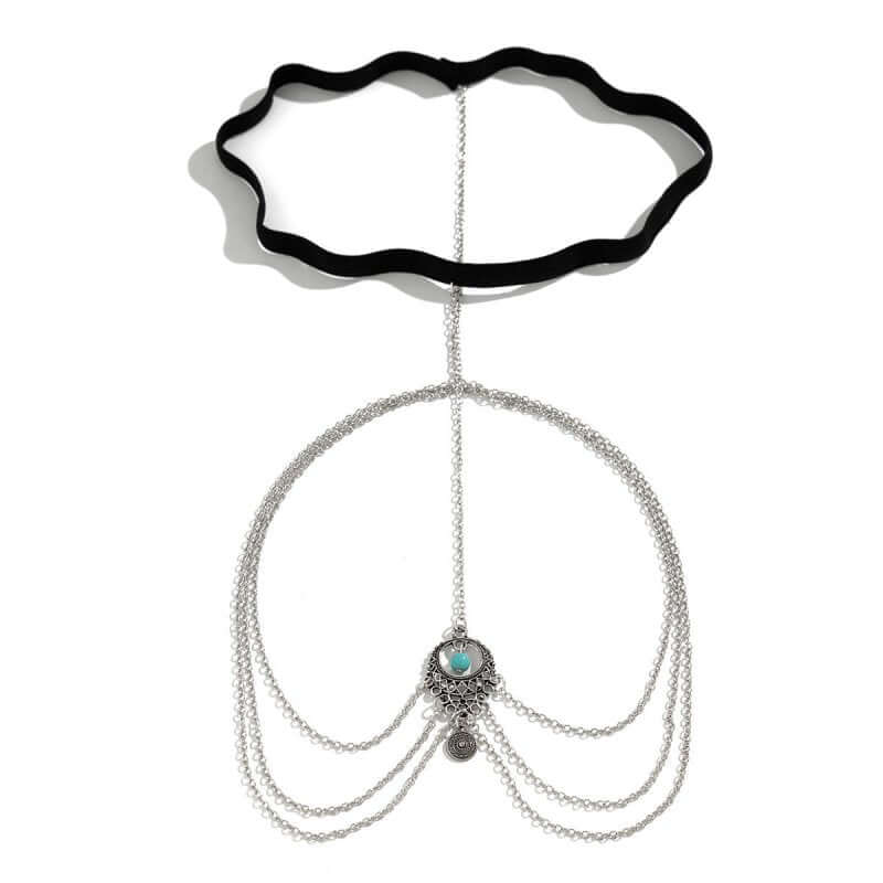 Totem Turquoise Pendant Tassel Thigh Chain Female $12.00 Dana Fashion Color: 01 White K0303 Women's Accessories Product information: Type: Anklet Color: 01 White K 0303,02 White K 0326 Material: Alloy Shape: heart shape Packing list: Thigh chain X1 Produc