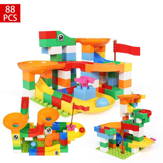 Track Building Blocks $63.36 Dana Fashion style: 176pcs Toys & Hobbies Product Name: DIY Variety Slide Block Applicable age: 1.5 years old and above Product material: ABS material Product packaging: color box packaging