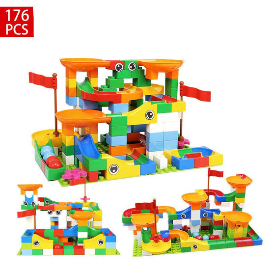 Track Building Blocks $63.36 Dana Fashion style: 176pcs Toys & Hobbies Product Name: DIY Variety Slide Block Applicable age: 1.5 years old and above Product material: ABS material Product packaging: color box packaging