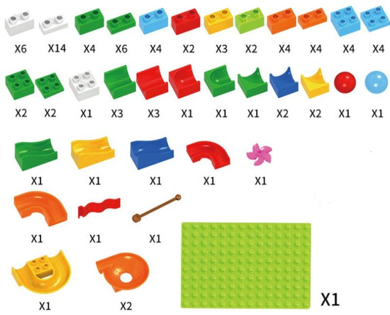 Track Building Blocks $63.36 Dana Fashion style: 176pcs Toys & Hobbies Product Name: DIY Variety Slide Block Applicable age: 1.5 years old and above Product material: ABS material Product packaging: color box packaging