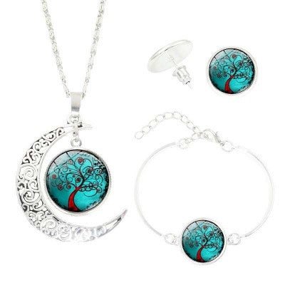 Tree of Life Time Gemstone Earrings Jewelry Necklace Set $19.99 Dana Fashion Style: TZ0175 Women's Accessories [Product Specifications] Necklace pendant pattern diameter 2.cm, bracelet pendant pattern diameter 2.cm, earring pendant pattern diameter 1.4cm
