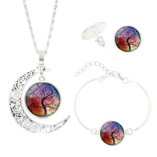 Tree of Life Time Gemstone Earrings Jewelry Necklace Set $19.99 Dana Fashion Style: TZ0182 Women's Accessories [Product Specifications] Necklace pendant pattern diameter 2.cm, bracelet pendant pattern diameter 2.cm, earring pendant pattern diameter 1.4cm