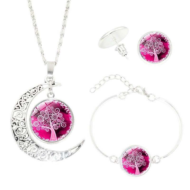 Tree of Life Time Gemstone Earrings Jewelry Necklace Set $19.99 Dana Fashion Style: TZ0177 Women's Accessories [Product Specifications] Necklace pendant pattern diameter 2.cm, bracelet pendant pattern diameter 2.cm, earring pendant pattern diameter 1.4cm